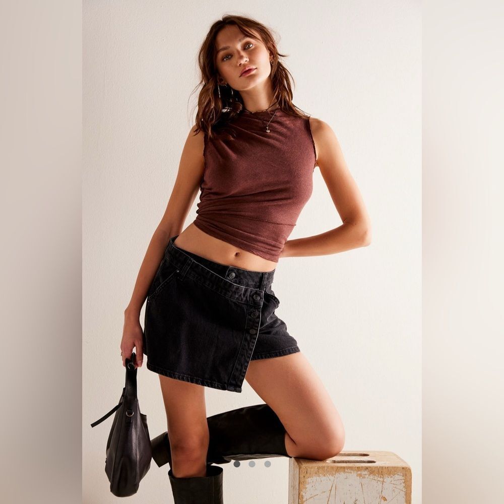 NWT with FLAW We The Free Wynne Denim Skirt in Eclipse Size 28